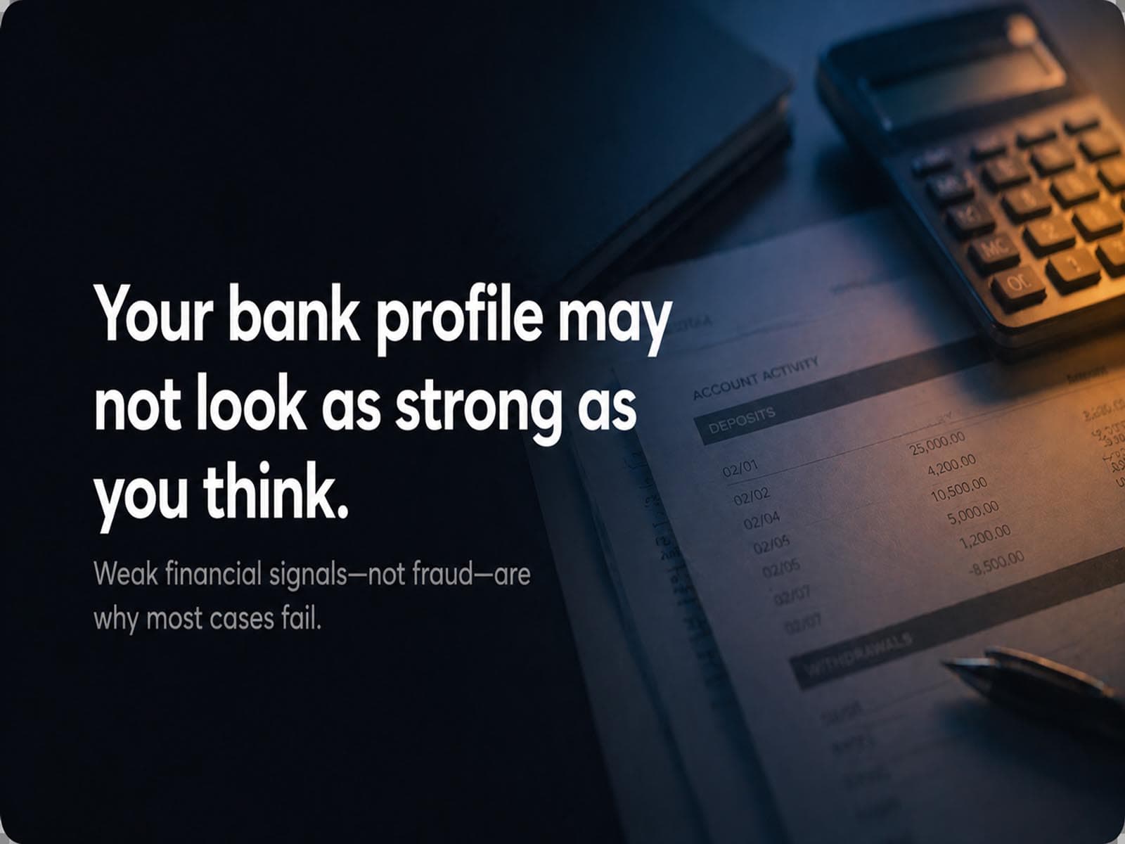 Visa financial profile risk banner